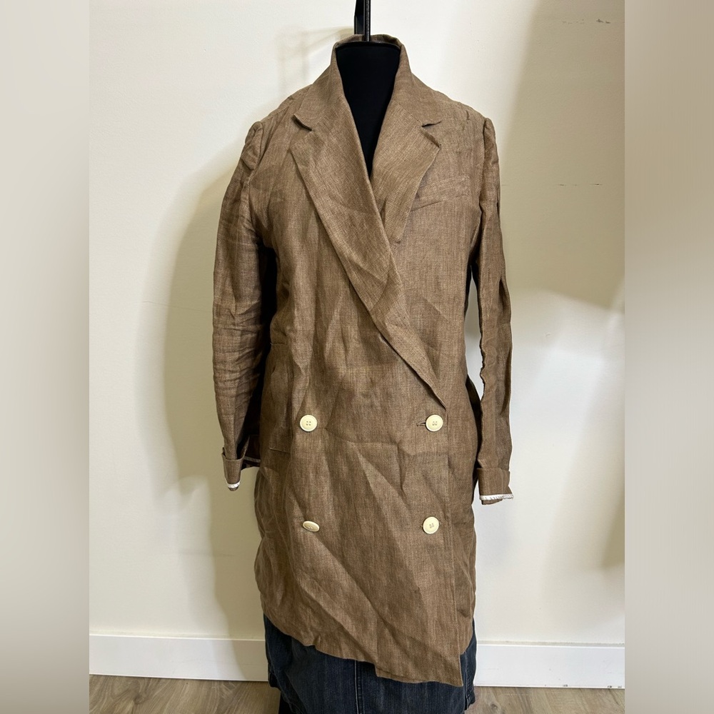 Zara Basic Linen Brown Button Jacket - image 2